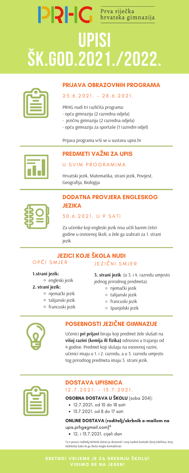 PRHG > Učenici > Upisi